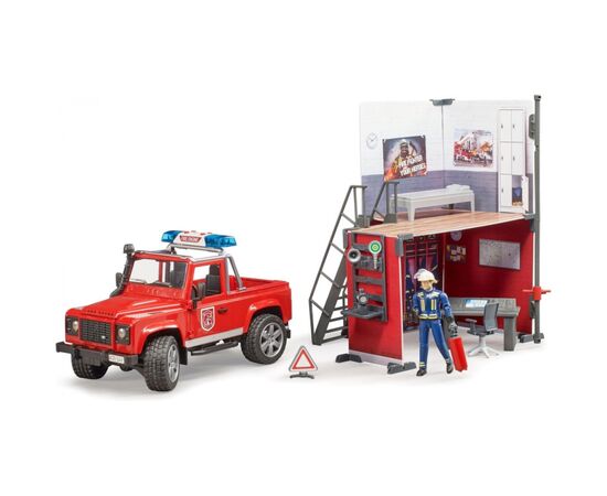 Игровой набор Bruder Top Profi Series Пожарная стация с Land Rover Defender (62701), изображение 3 Игровой набор Bruder Top Profi Series Пожарная стация с Land Rover Defender (62701), изображение 3