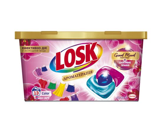Капсулы для стирки Losk Power Caps Color Ароматерапия Эфирные масла и аромат Малазийского цветка 13 шт. (9000101803112)