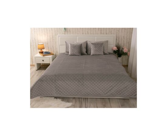 Покрывало Руно двустороннее декоративное Velour Grey ромб 180х220 см (340.55_Grey ромб)