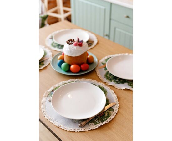 Салфетка на стол Прованс Пасхальная гобеленовая круглая Поляна Заяц с морковью D-35 (034341), изображение 5 Салфетка на стол Прованс Пасхальная гобеленовая круглая Поляна Заяц с морковью D-35 (034341), изображение 5