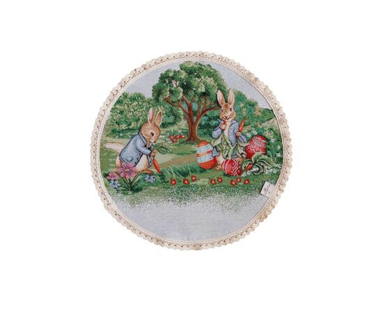 Салфетка на стол Прованс Пасхальная гобеленовая круглая Поляна Заяц с морковью D-35 (034341), изображение 7 Салфетка на стол Прованс Пасхальная гобеленовая круглая Поляна Заяц с морковью D-35 (034341), изображение 7