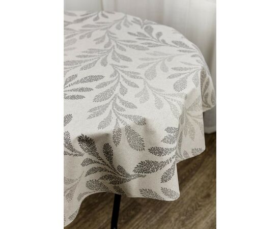 Скатерть Прованс непромокаемая Simfoni Серые листья на натюрель D-136 см (033615), изображение 2 Скатерть Прованс непромокаемая Simfoni Серые листья на натюрель D-136 см (033615), изображение 2