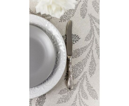 Скатерть Прованс непромокаемая Simfoni Серые листья на натюрель D-180 см (033843), изображение 3 Скатерть Прованс непромокаемая Simfoni Серые листья на натюрель D-180 см (033843), изображение 3