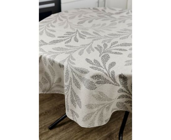 Скатерть Прованс непромокаемая Simfoni Серые листья на натюрель D-180 см (033843), изображение 4 Скатерть Прованс непромокаемая Simfoni Серые листья на натюрель D-180 см (033843), изображение 4