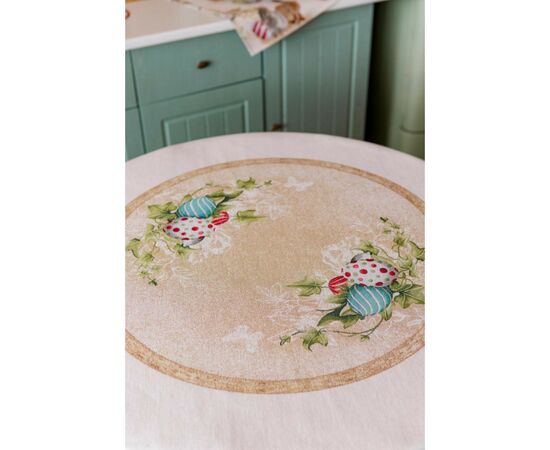 Скатертина Прованс гобеленова Великодня Веснянка D-180 см (034149), зображення 3 Скатертина Прованс гобеленова Великодня Веснянка D-180 см (034149), зображення 3