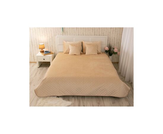 Покривало Руно двостороннє декоративне Velour Beige ромб 150х220 см (360.55_Beige ромб)