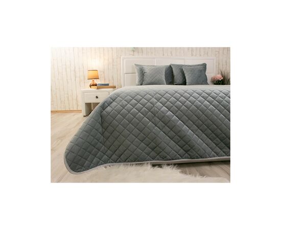 Покрывало Руно двустороннее декоративное Velour Dark Grey ромб 150х220 см (360.55_Dark Grey ромб), изображение 4 Покрывало Руно двустороннее декоративное Velour Dark Grey ромб 150х220 см (360.55_Dark Grey ромб), изображение 4