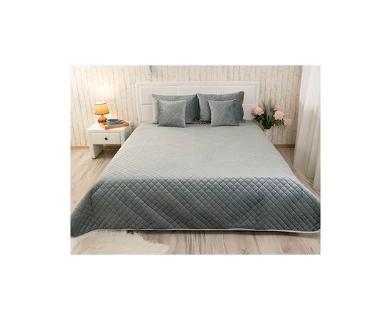 Покривало Руно двостороннє декоративне Velour Dark Grey ромб 150х220 см (360.55_Dark Grey ромб)