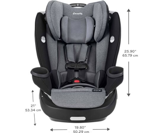 Автокресло Evenflo Revolve 360 LX (1,8 до 54,4 кг) Amherst Gray (032884201983), изображение 11 Автокресло Evenflo Revolve 360 LX (1,8 до 54,4 кг) Amherst Gray (032884201983), изображение 11