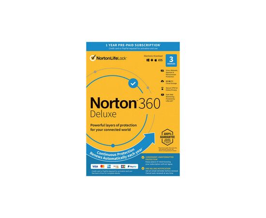 Антивирус Norton by Symantec NORTON 360 DELUXE 25GB 1 USER 3 DEVICE 12M (21409592)