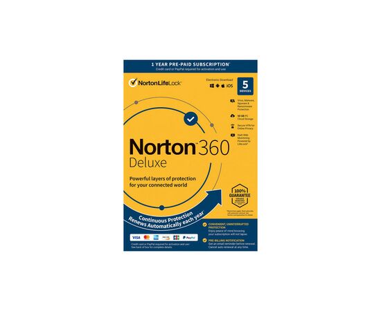 Антивирус Norton by Symantec NORTON 360 DELUXE 50GB 1 USER 5 DEVICE 12M (21409553)