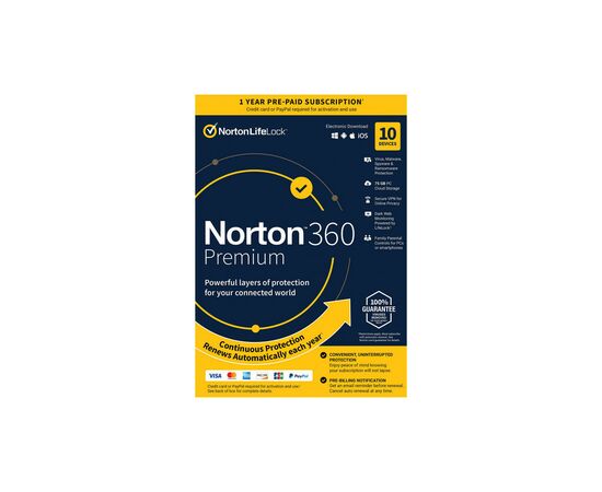 Антивирус Norton by Symantec NORTON 360 PREMIUM 75GB 1 USER 10 DEVICE 12M (21409567)