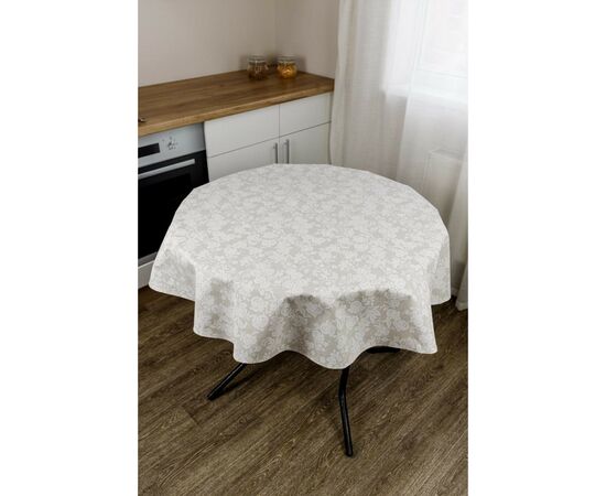 Скатерть Прованс непромокаемая Simfoni Кружево на натюрель D-180 см (033841), изображение 2