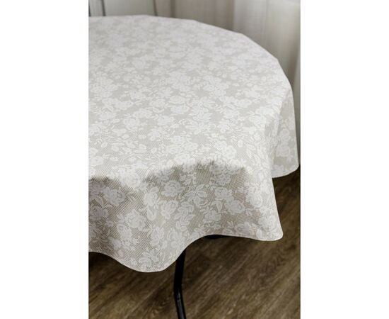 Скатерть Прованс непромокаемая Simfoni Кружево на натюрель D-180 см (033841), изображение 4