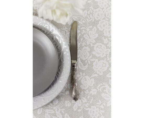 Скатерть Прованс непромокаемая Simfoni Кружево на натюрель D-180 см (033841), изображение 5