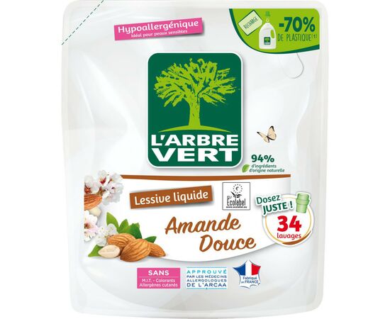 Гель для прання L'Arbre Vert Солодкий мигдаль запасний блок 1.53 л (3450601046452)