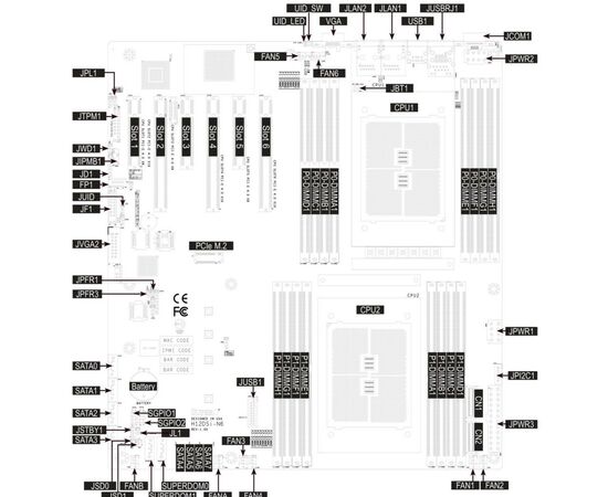 Серверна материнська плата Supermicro SERVER MB EPYC 7002 EATX/MBD-H12DSI-N6-O (MBD-H12DSI-N6-O), зображення 2 Серверна материнська плата Supermicro SERVER MB EPYC 7002 EATX/MBD-H12DSI-N6-O (MBD-H12DSI-N6-O), зображення 2