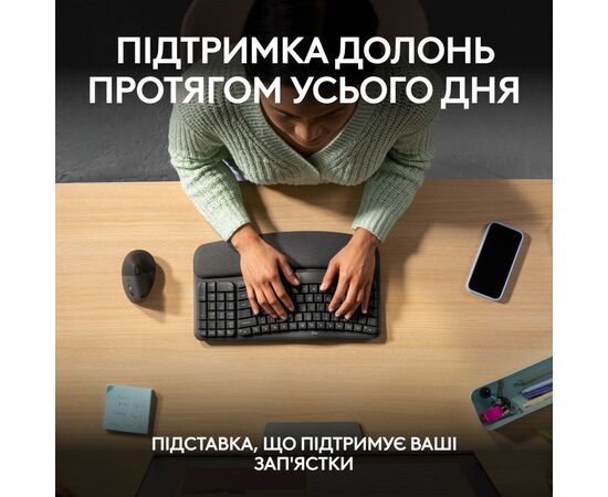 Клавиатура Logitech Wave Keys Bluetooth/Wireless Black (920-012304), изображение 4 Клавиатура Logitech Wave Keys Bluetooth/Wireless Black (920-012304), изображение 4