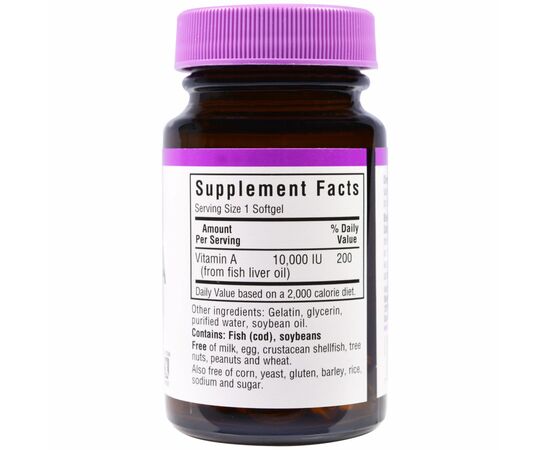 Витамин Bluebonnet Nutrition Витамин А 10000, 100 желатиновых капсул (BLB-00298), изображение 2 Витамин Bluebonnet Nutrition Витамин А 10000, 100 желатиновых капсул (BLB-00298), изображение 2