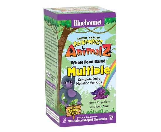 Мультивитамин Bluebonnet Nutrition Мультивитамины для Детей, Вкус Винограда, Rainforest Animalz (BLB-00187)