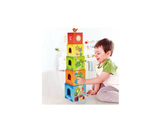 Развивающая игрушка Hape деревянные кубики Башня со зверьками (E0451), изображение 4 Развивающая игрушка Hape деревянные кубики Башня со зверьками (E0451), изображение 4