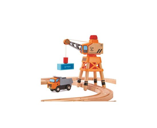Железная дорога Hape Набор для игрушечной железной дороги Подъемный кран и грузовик (E3715), изображение 3 Железная дорога Hape Набор для игрушечной железной дороги Подъемный кран и грузовик (E3715), изображение 3