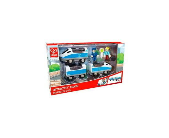Железная дорога Hape Набор для железнодорожной игрушки Поезд Интерсити с вагонами (E3728)