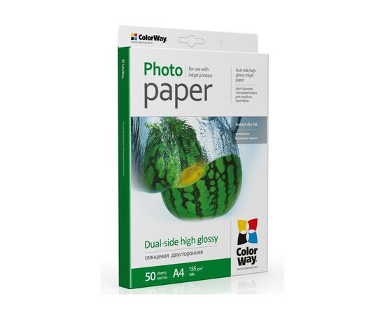 Фотобумага ColorWay A4 155г Glossy 50ст. (PGD155050A4), изображение 2 Фотобумага ColorWay A4 155г Glossy 50ст. (PGD155050A4), изображение 2