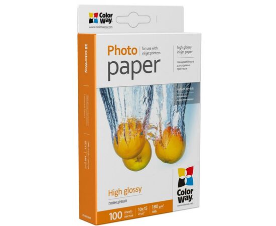 Фотобумага ColorWay 10x15 180г glossy, 100с (PG1801004R), изображение 2 Фотобумага ColorWay 10x15 180г glossy, 100с (PG1801004R), изображение 2