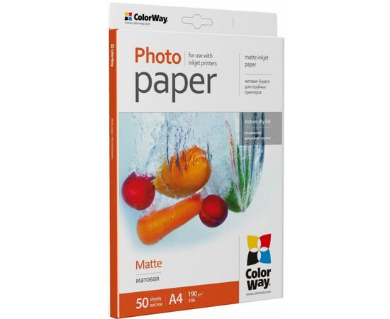 Фотобумага ColorWay A4 190г Matte 50ст. (PM190050A4), изображение 2 Фотобумага ColorWay A4 190г Matte 50ст. (PM190050A4), изображение 2