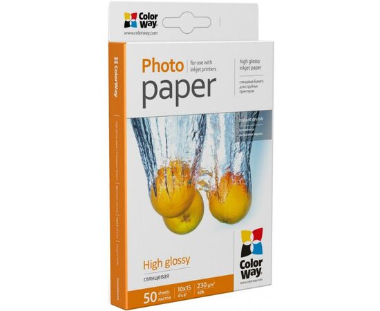 Фотобумага ColorWay 10x15 230г glossy, 50с (PG2300504R), изображение 2 Фотобумага ColorWay 10x15 230г glossy, 50с (PG2300504R), изображение 2