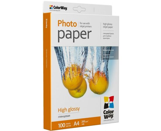 Фотобумага ColorWay A4 200г glossy 100л картон-пак (PG200100A4), изображение 2 Фотобумага ColorWay A4 200г glossy 100л картон-пак (PG200100A4), изображение 2