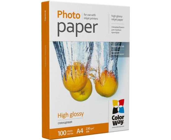 Фотобумага ColorWay A4 230г Glossy 100ст. (PG230100A4), изображение 2 Фотобумага ColorWay A4 230г Glossy 100ст. (PG230100A4), изображение 2