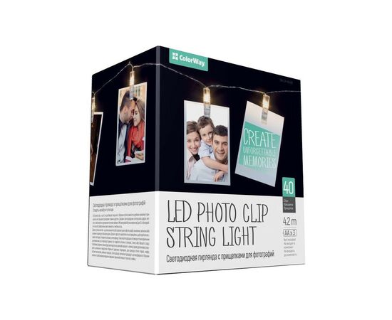 Гирлянда ColorWay 40 LED, 4.2м, с прищепками (CW-LCP-40L42B), изображение 2 Гирлянда ColorWay 40 LED, 4.2м, с прищепками (CW-LCP-40L42B), изображение 2