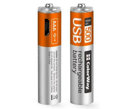 Аккумулятор ColorWay AAA micro USB 400 mAh * 2 (CW-UBAAA-01)