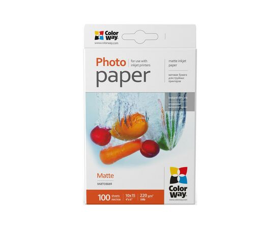 Фотобумага ColorWay 10x15, 220г, matte, 100л (PM2201004R)