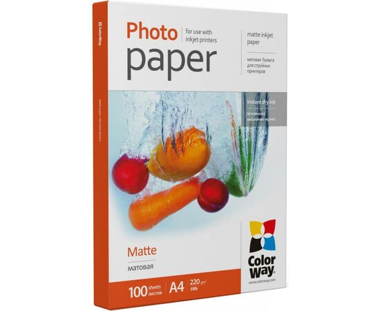 Фотобумага ColorWay A4 220г matte 100л (PM220100A4), изображение 2 Фотобумага ColorWay A4 220г matte 100л (PM220100A4), изображение 2