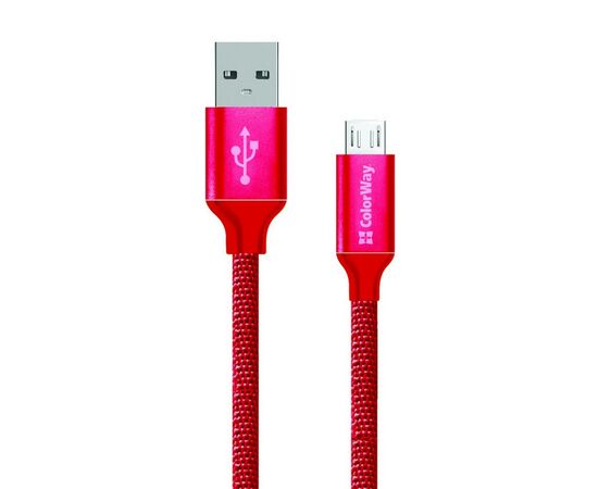 Дата кабель ColorWay Кабель Colorway USB - МicroUSB 2.1А 1м червоний (CW-CBUM002-RD)