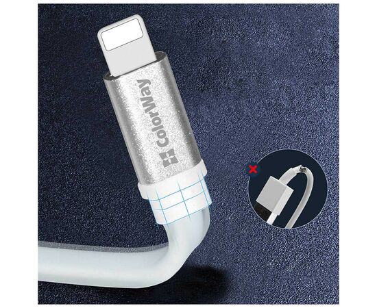 Дата кабель USB 2.0 AM to Lightning 0.25m white ColorWay (CW-CBUM-LM25W), изображение 5 Дата кабель USB 2.0 AM to Lightning 0.25m white ColorWay (CW-CBUM-LM25W), изображение 5