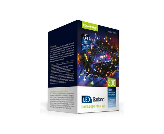 Гирлянда ColorWay LED 200 20м 8 функций Color 220V (CW-G-200L20VMC)
