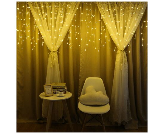 Гирлянда ColorWay Бахрома 3мx0.6м 100Led (IP20) теплый белый (CW-GF-100L36VWW), изображение 8 Гирлянда ColorWay Бахрома 3мx0.6м 100Led (IP20) теплый белый (CW-GF-100L36VWW), изображение 8