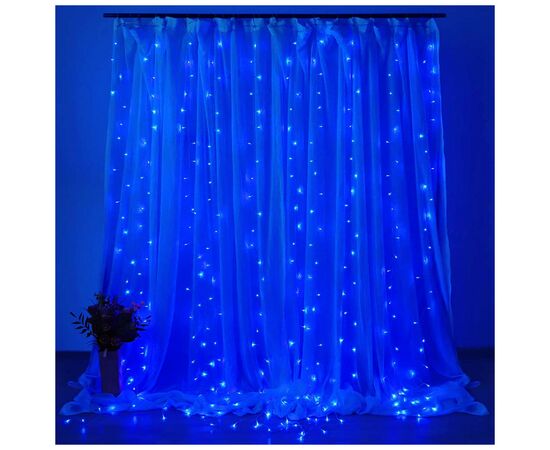 Гирлянда ColorWay штора водопад 3x3м 300LED 220V синяя (CW-GW-300L33VWFBL), изображение 6 Гирлянда ColorWay штора водопад 3x3м 300LED 220V синяя (CW-GW-300L33VWFBL), изображение 6