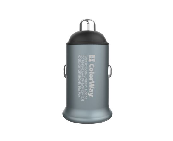 Зарядное устройство ColorWay 2USB Quick Charge 3.0 (36W) Gray (CW-CHA036Q-GR), изображение 4 Зарядное устройство ColorWay 2USB Quick Charge 3.0 (36W) Gray (CW-CHA036Q-GR), изображение 4