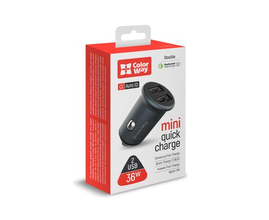 Зарядное устройство ColorWay 2USB Quick Charge 3.0 (36W) Gray (CW-CHA036Q-GR), изображение 7 Зарядное устройство ColorWay 2USB Quick Charge 3.0 (36W) Gray (CW-CHA036Q-GR), изображение 7