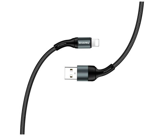 Дата кабель USB 2.0 AM to Lightning 1.0m nylon black ColorWay (CW-CBUL045-BK), изображение 6 Дата кабель USB 2.0 AM to Lightning 1.0m nylon black ColorWay (CW-CBUL045-BK), изображение 6