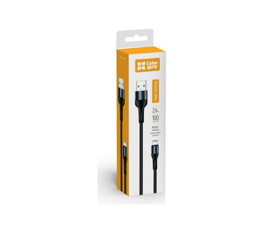 Дата кабель USB 2.0 AM to Lightning 1.0m nylon black ColorWay (CW-CBUL045-BK), изображение 7 Дата кабель USB 2.0 AM to Lightning 1.0m nylon black ColorWay (CW-CBUL045-BK), изображение 7