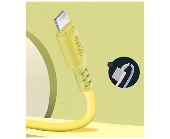 Дата кабель USB 2.0 AM to Lightning 1.0m soft silicone yellow ColorWay (CW-CBUL043-Y), изображение 3 Дата кабель USB 2.0 AM to Lightning 1.0m soft silicone yellow ColorWay (CW-CBUL043-Y), изображение 3