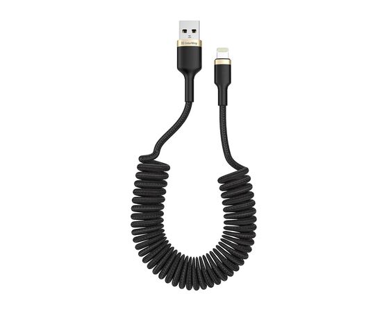 Дата кабель USB 2.0 AM to Lightning 1.0m spiral black ColorWay (CW-CBUL051-BK)