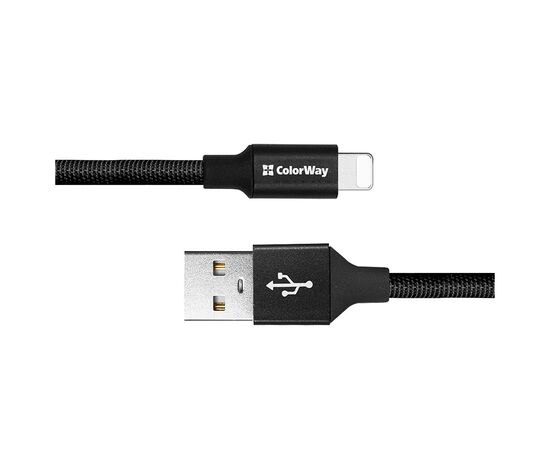 Дата кабель USB 2.0 AM to Lightning 0.25m black ColorWay (CW-CBUL048-BK), изображение 4 Дата кабель USB 2.0 AM to Lightning 0.25m black ColorWay (CW-CBUL048-BK), изображение 4