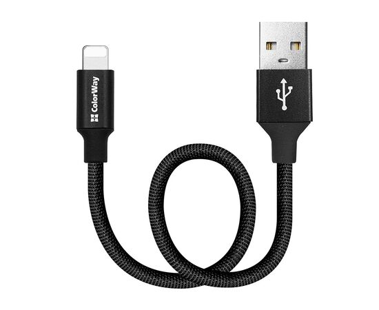 Дата кабель USB 2.0 AM to Lightning 0.25m black ColorWay (CW-CBUL048-BK)